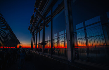 sunset reflections in skyscraper glass colors 