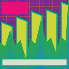 An abstract neon colored uptrend graph background image.