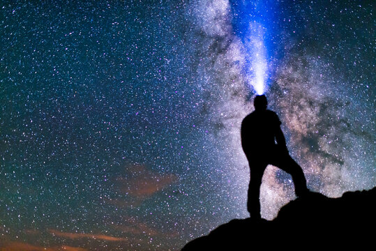 Milky Way Galaxy Night Starry Sky Self Portrait Selfie in New Mexico Desert