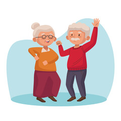 old couple dancing active seniors characters