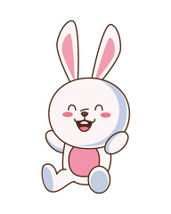 cute little rabbit funny seated character