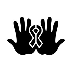 ribbon and hands icon, silhouette style