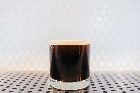 freshly poured beer at modern cafe pub