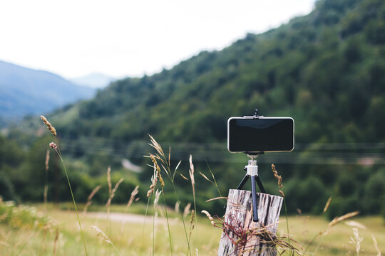Cell phone on tripod