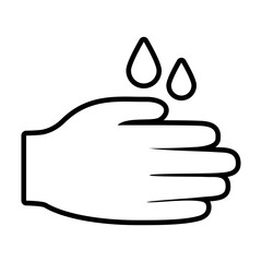 water drops and hand icon, line style