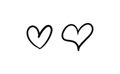 Hand drawn hearts, love icon symbols. Heart doodles. Hand drawn valentine's day design.
