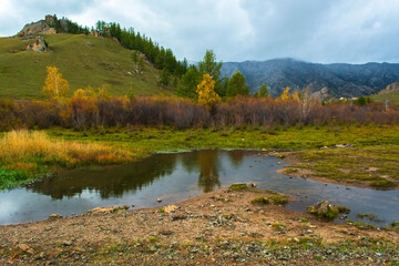 Landscapes and views in Gorkhi-Terelj National Park, Mongolia. Autumn season in Mongolia, Beautiful autumn nature.