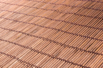 brown bamboo Mat - stand food, close-up, macro