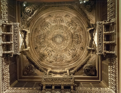Main dome ceiling of antique Indian Temple