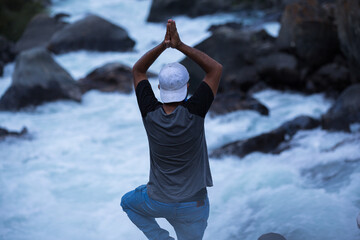 yoga at the river bank