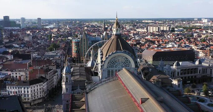  train station, Belgium Drone View