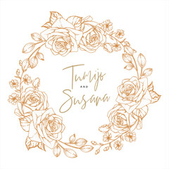 Beautiful soft floral and leaves wedding invitation card 