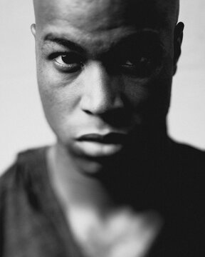 Serious expression portrait with tilt shift