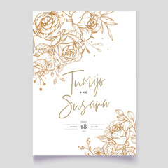 Beautiful soft floral and leaves wedding invitation card 