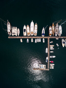 Boats and pier seen from above