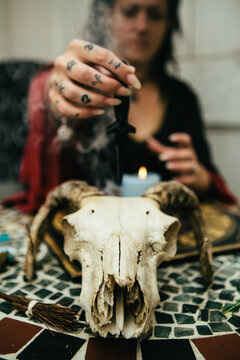 Witch or Psychic casting a spell to predict the future