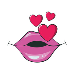 sexi female mouth with hearts pop art style