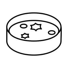 petri dish with coronavirus virus icon, line style