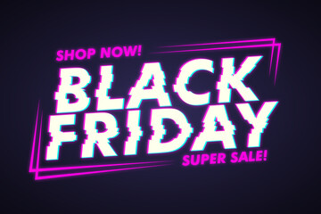 Black friday banner with shiny glitch text good for black friday event