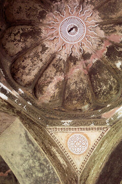 Main dome ceiling of antique Indian Temple