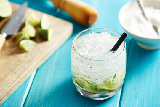 Homemade caipirinha cocktail