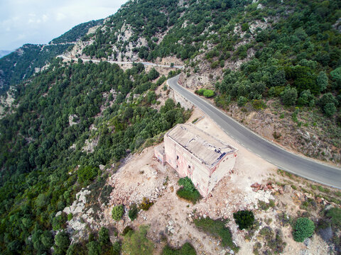 Aerial view of a road on a mountain, Sardinia