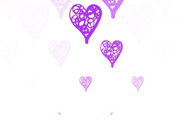 Light Purple vector background with Shining hearts.