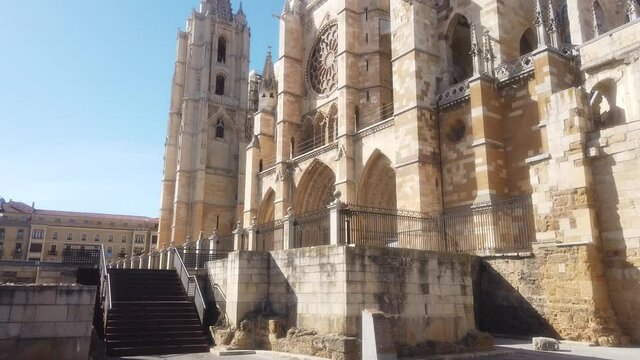Cathedral of Leon, historical city of Spain. Europe. UNESCO World Heritage Site
