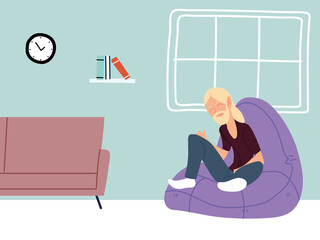 man working remotely from her home