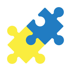 Fototapeta premium two pieces of jigsaw pieces linked, flat style