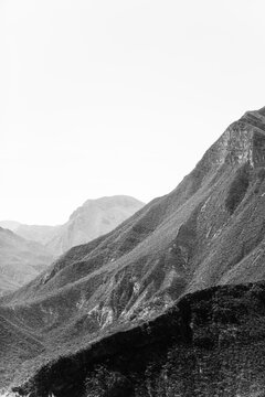 Mountain landscape in black and white. Oaxaca, Mexico
