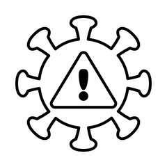 coronavirus with warning sign icon, line style