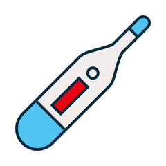 digital thermometer icon, line and fill style