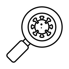 magnifying glass with coronavirus virus icon, line style