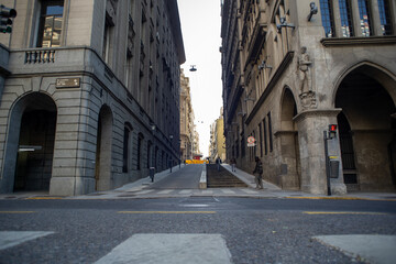 Leandro Alem Avenue in the city of Buenos Aires, perspective from below a steep street