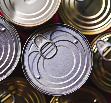 Background of various metal tin can