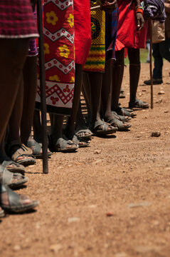 Maasai tribesmen in the Maasai Mara National Park.