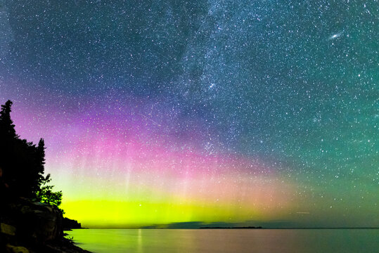 The Perseids Meteor Shower With The Milky Way and Northern Lights in Summer August