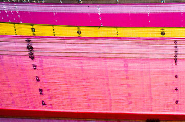 Colorful saris drying. India