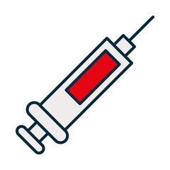 syringe with blood icon, line and fill style