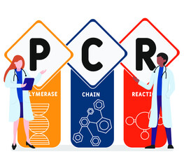 Flat design with people. PCR -  Polymerase Chain Reaction, medical concept. Vector illustration for website banner, marketing materials, business presentation, online advertising