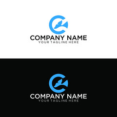 logo letter C fish, modern design concept initial C and Fish.