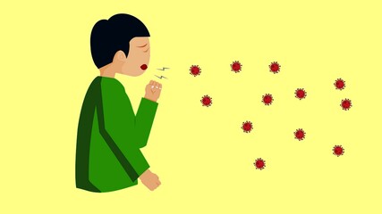 An illustration 3D of a boy who is coughing with virus