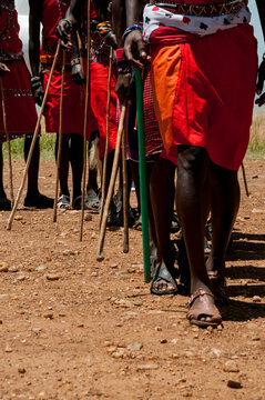 Maasai tribesmen in the Maasai Mara National Park.