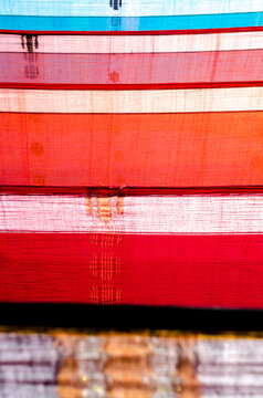 Colorful saris drying. India