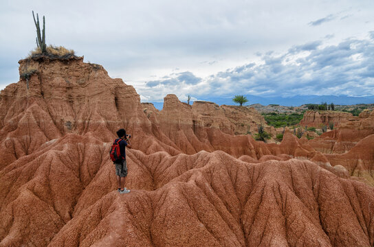 Photographer taking picture of stunning view of Tatacoa desert