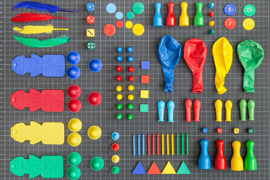 Multicolored Toys on dark background