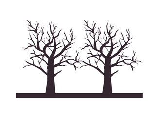 halloween dry trees isolated icons
