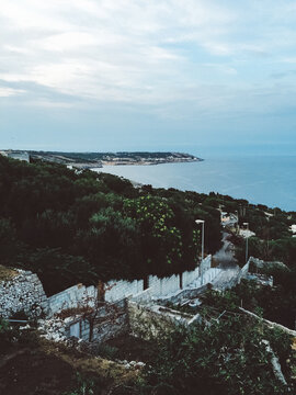 Beautiful view at twilight of the Apulia coast in Italy