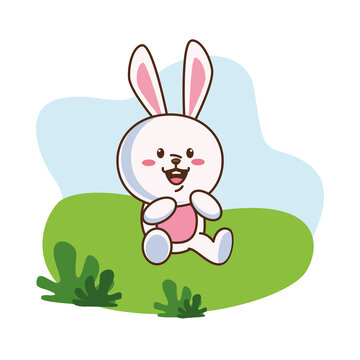 cute little rabbit character in the camp scene